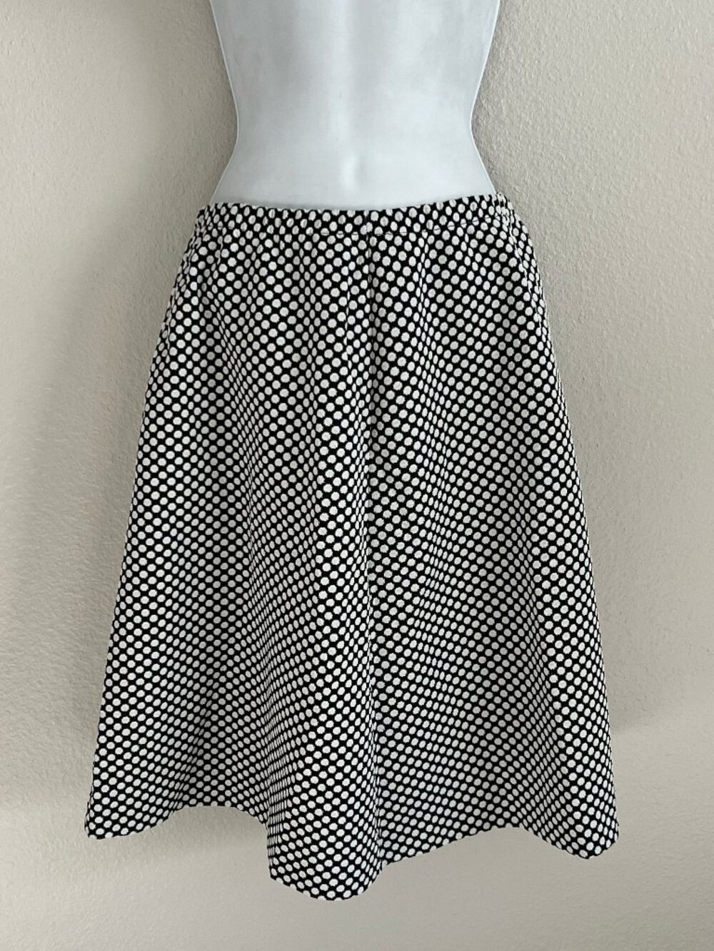 Vintage 70s Koko Knits California Polka Dot Knee Length Skirt Mod Go Go Size S